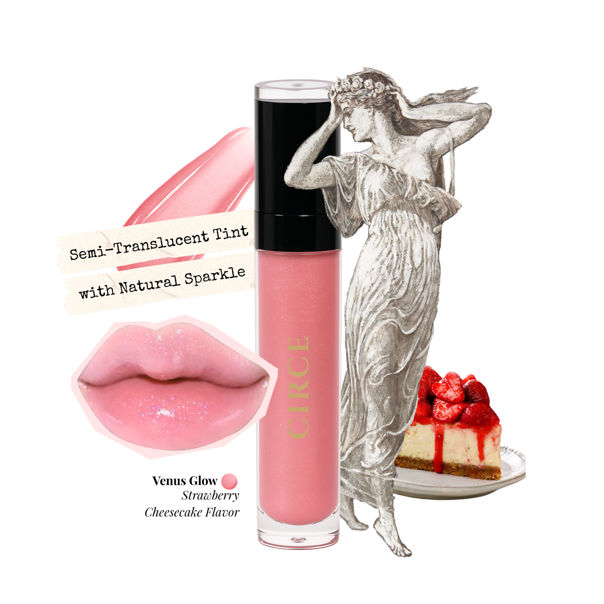 Venus Glow Strawberry Cheescake Flavored Lip gloss - Starlit Lip Glow  from Circe Boutique