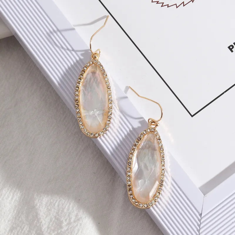 E75-Oval Rhinestones Shell Drop Earrings  - Jewelry  from Nihao jewelry