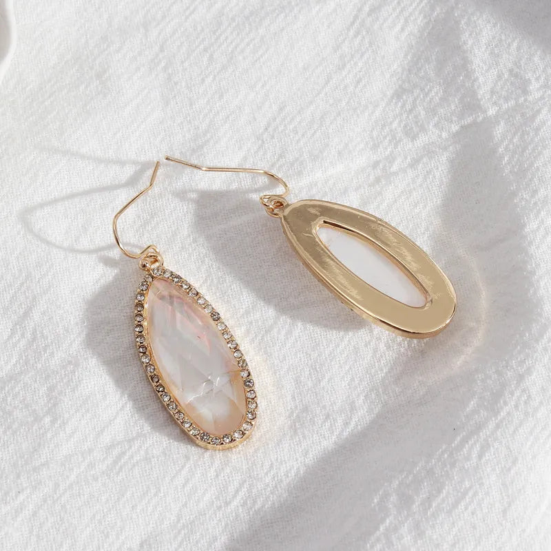 E75-Oval Rhinestones Shell Drop Earrings  - Jewelry  from Nihao jewelry
