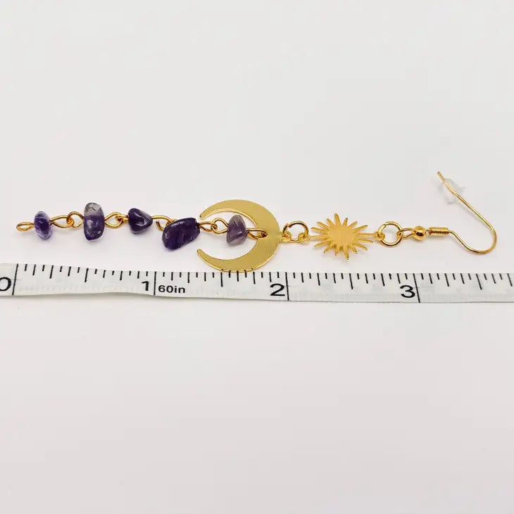 E70-Purple Crystal Tassel Pendant Earrings - Jewelry  from Mio Queena