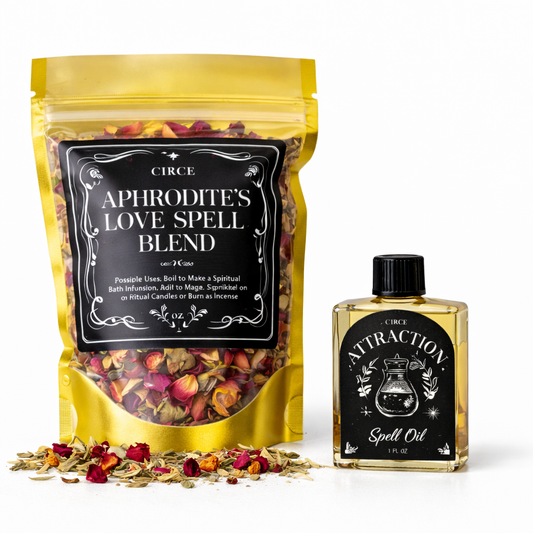 Aphrodite’s Love Spell Blend + Attraction Oil – Love & Attraction Ritual Set