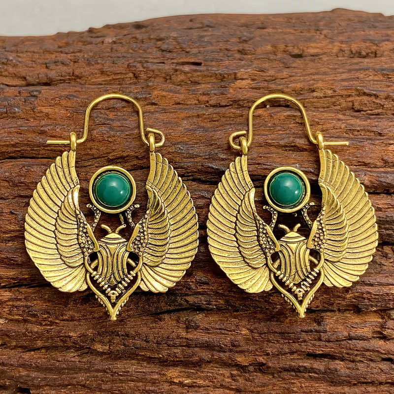 Gyptian-inspired Sacred Winged Moth Large Earrings