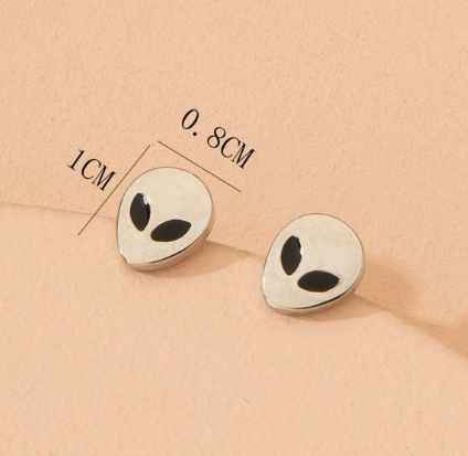 E178 - Stay Weird Alien Stud Earrings - Jewelry  from Shein