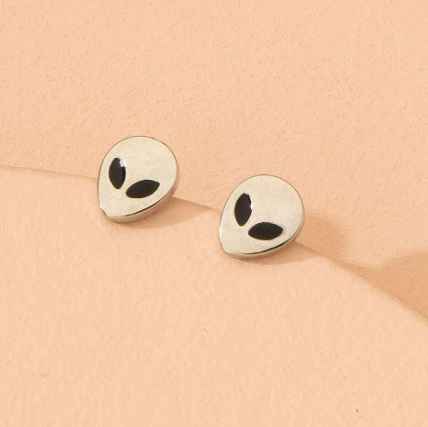 E178 - Stay Weird Alien Stud Earrings - Jewelry  from Shein
