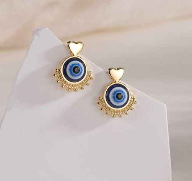 E77-Heart & Evil Eye Décor Earrings - Jewelry  from Shein