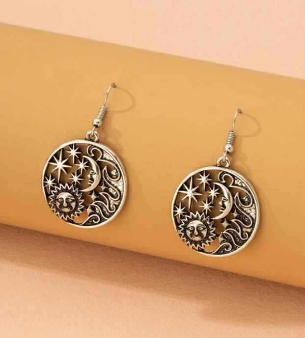 E80-Sun Moon Drop Earrings - Jewelry  from Shein