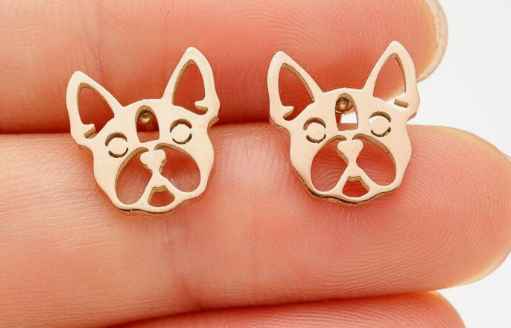 E174 - Gold Frenchie Stud Earrings - Jewelry  from Shein