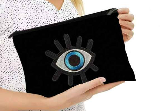 Black & Blue Evil Eye Cosmetic Bag - Clothing & Accessories  from CirceBoutique