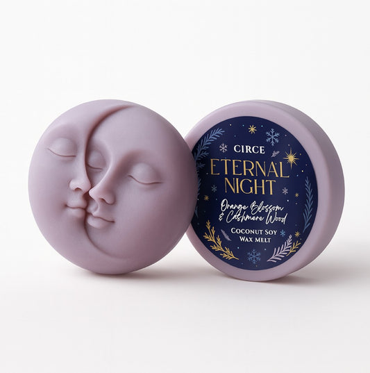 Eternal Nights Moon Face Wax Melt – 2.5 oz | Patchouli, Sandalwood, Rose & Ylang