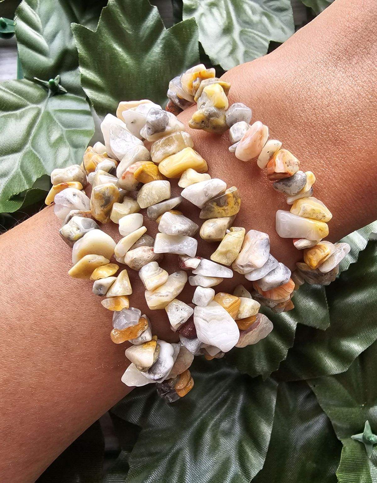 Crazy Lace Agate Chip Stretch Bracelet - Jewelry  from Circe Boutique