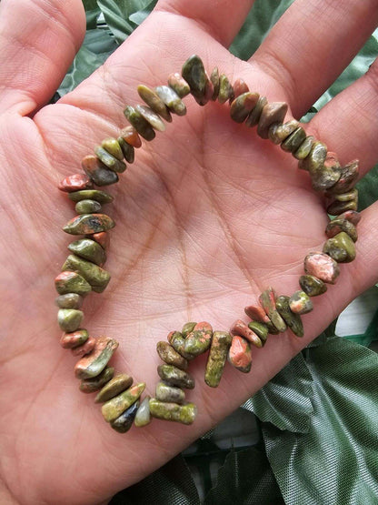 Unakite Chip Stretch Bracelet - Jewelry  from Circe Boutique
