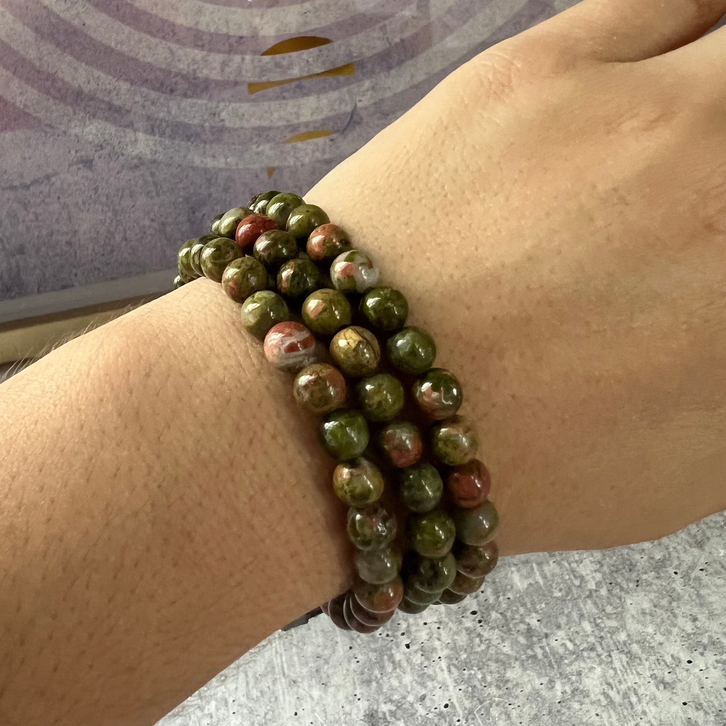 Unakite Round Bead Stretch Bracelet - Jewelry  from CirceBoutique