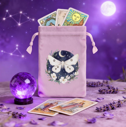 Velvet Arcana by CIRCE – Mystic Moth Blush Pink Tarot Bag
