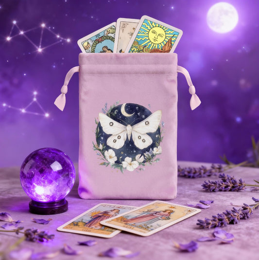 Velvet Arcana by CIRCE – Mystic Moth Blush Pink Tarot Bag