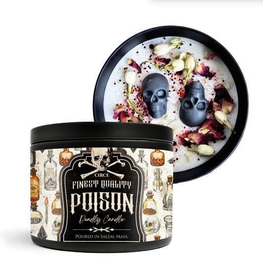 Finest Quality Poison Candle – Black Pepper & Bergamot | 8 oz Coconut Soy Wax Tin