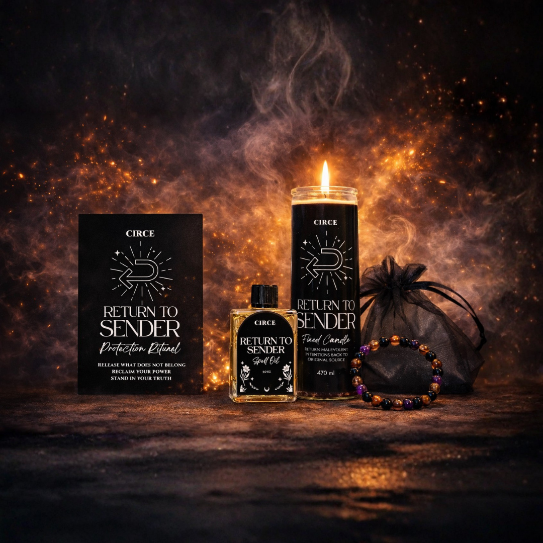 Return to Sender Protection Ritual Set – Candle, Oil & Shield Bracelet