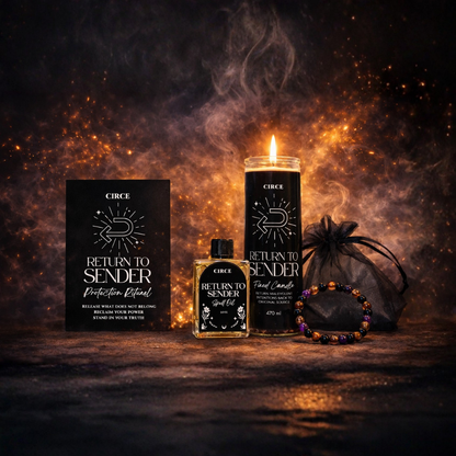 Return to Sender Protection Ritual Set – Candle, Oil & Shield Bracelet