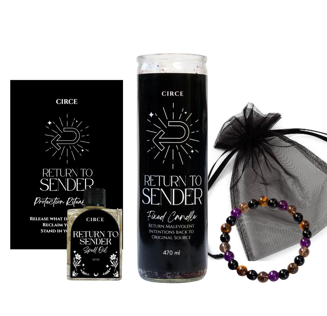 Return to Sender Protection Ritual Set – Candle, Oil & Shield Bracelet