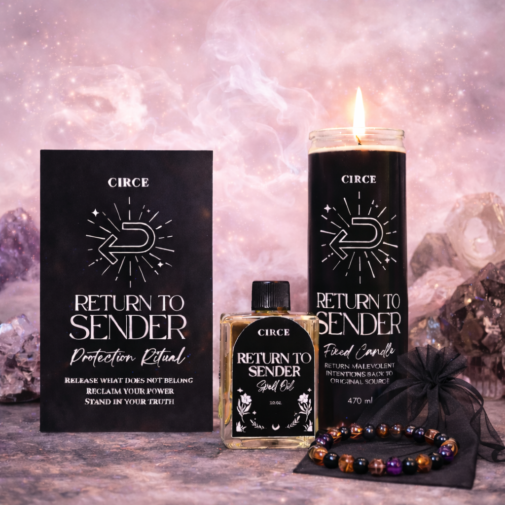 Return to Sender Protection Ritual Set – Candle, Oil & Shield Bracelet
