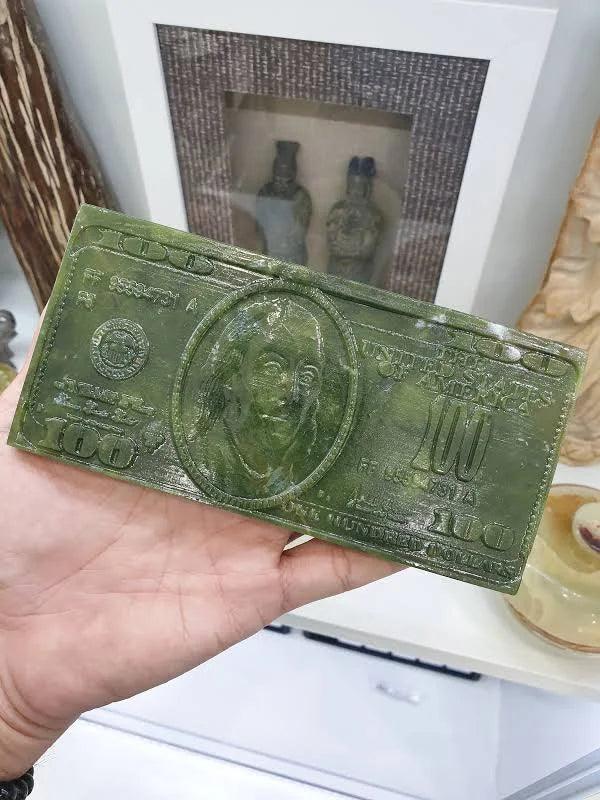 Green Jade Money carving