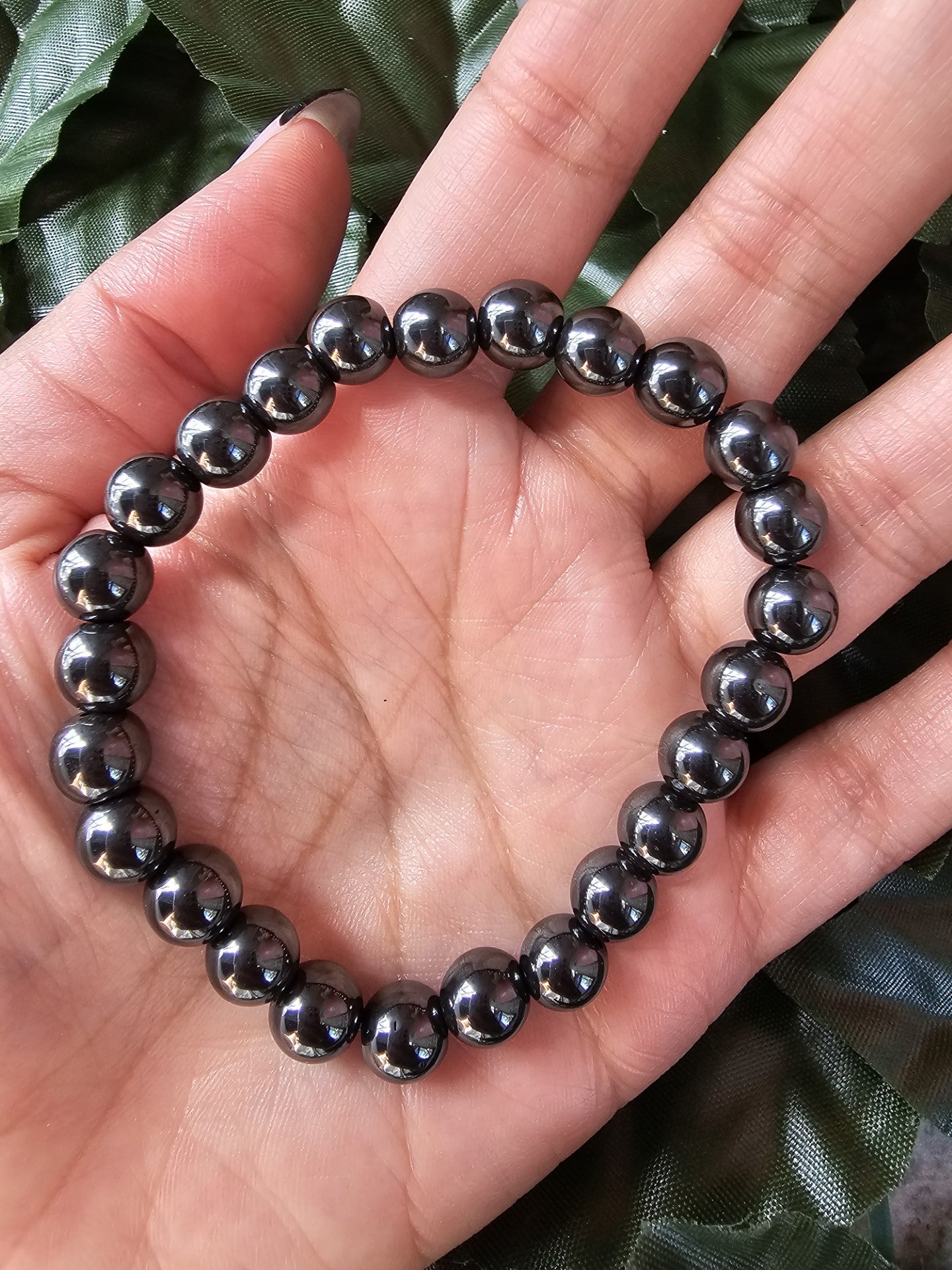Hematite Round Beads Stretch Bracelet - Jewelry  from Circe Boutique