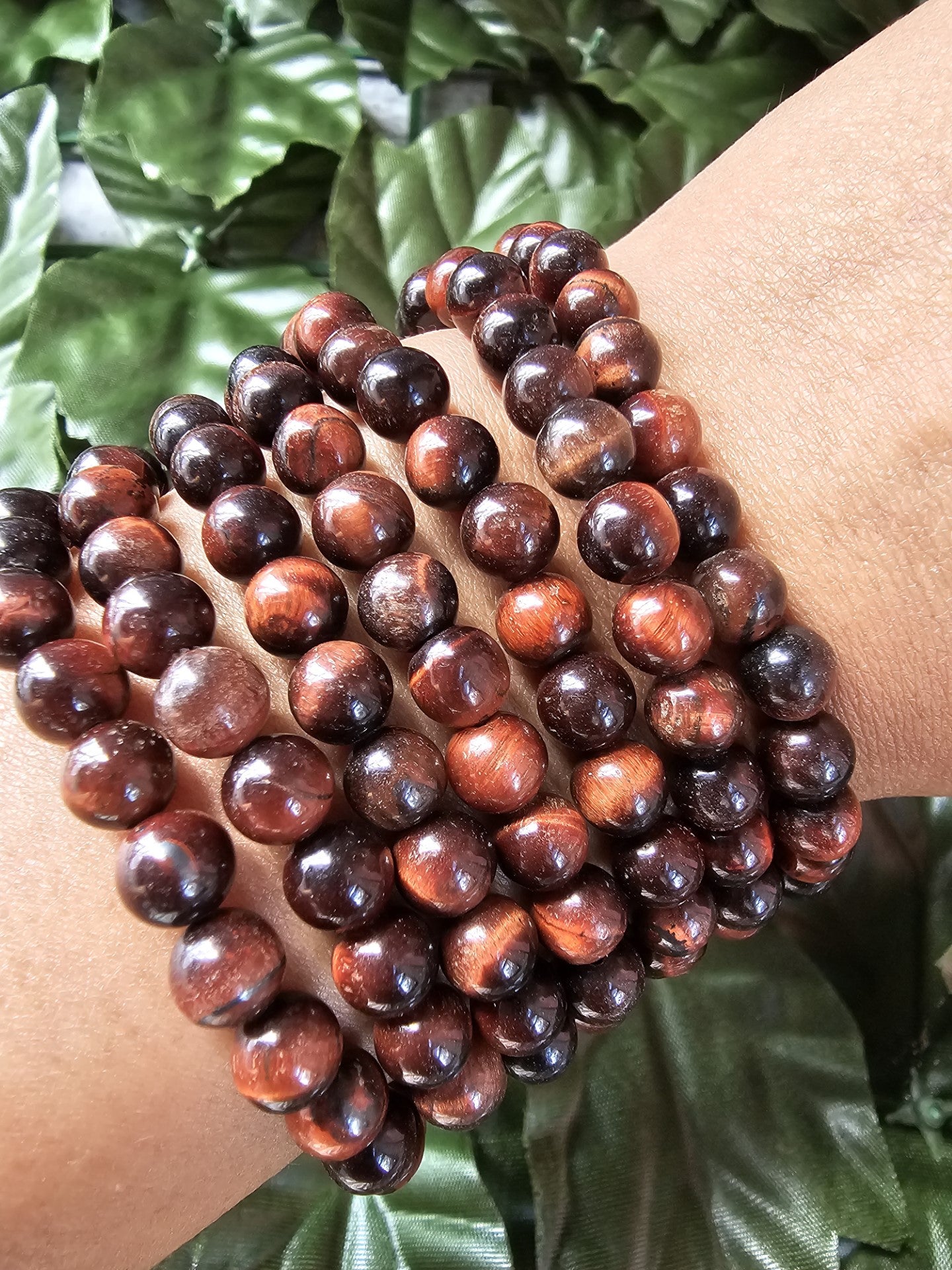 Red Tiger's Eye  Round Bead Stretch Bracelet - Jewelry  from CirceBoutique