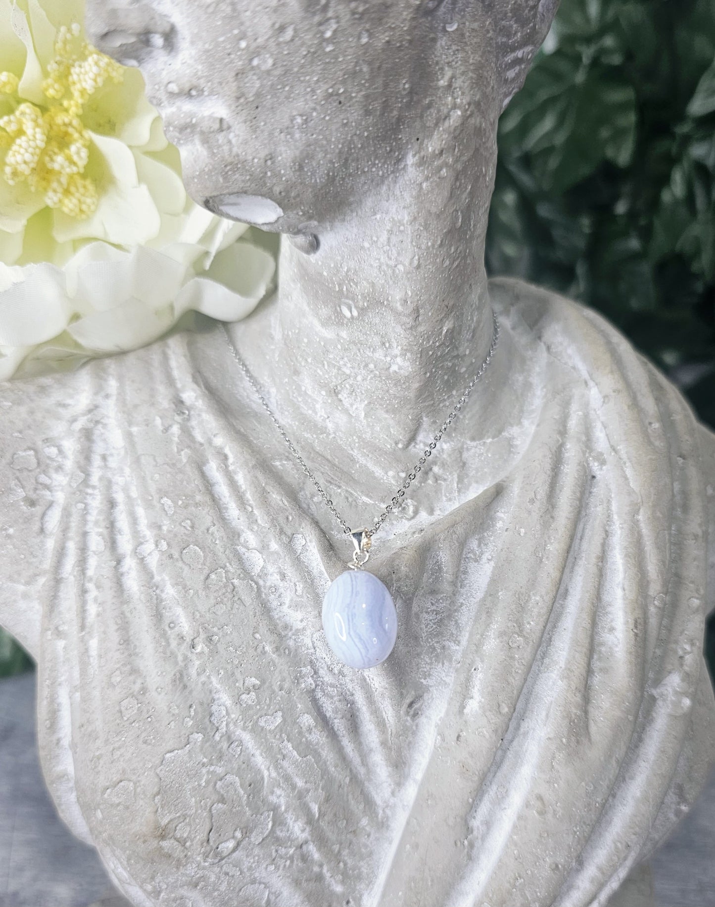 Blue Lace agate Necklace - Jewelry  from Circe Boutique