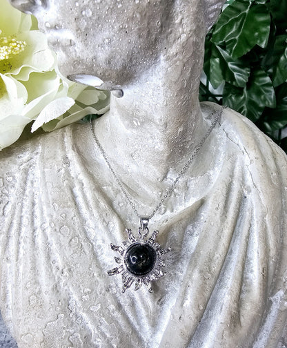 Golden Obsidian Sun Pendant Necklace - Jewelry