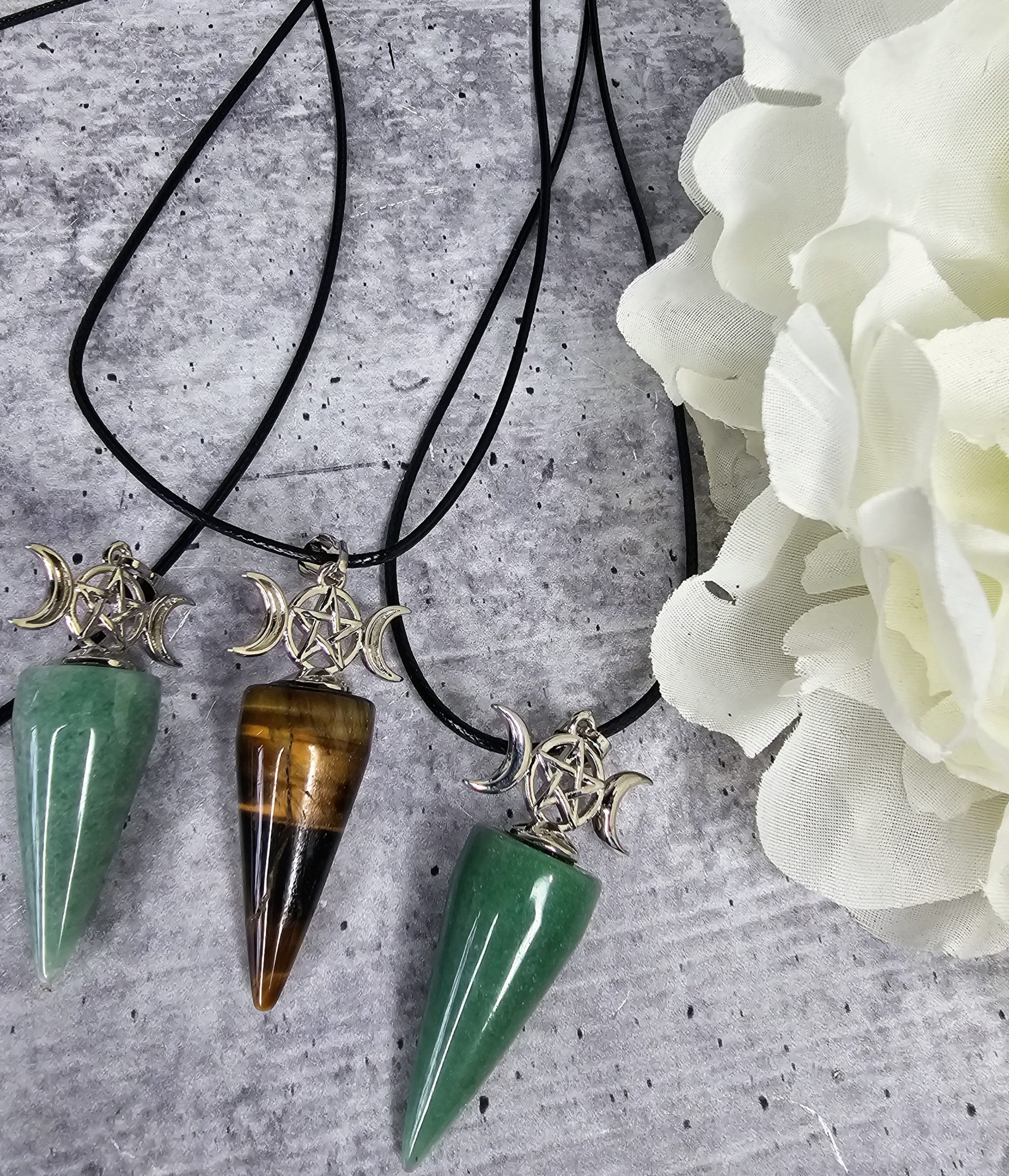 N81-Gemstone Pendulum Necklace - 2 Options available - Jewelry  from Circe Boutique
