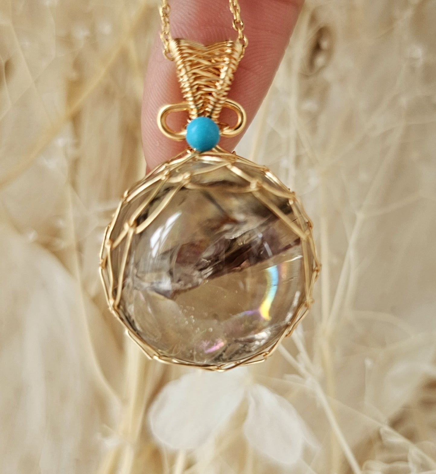 Smokey Quartz Sphere Pendant stainless Steel  Necklace - 2 Color available - Jewelry  from CirceBoutique