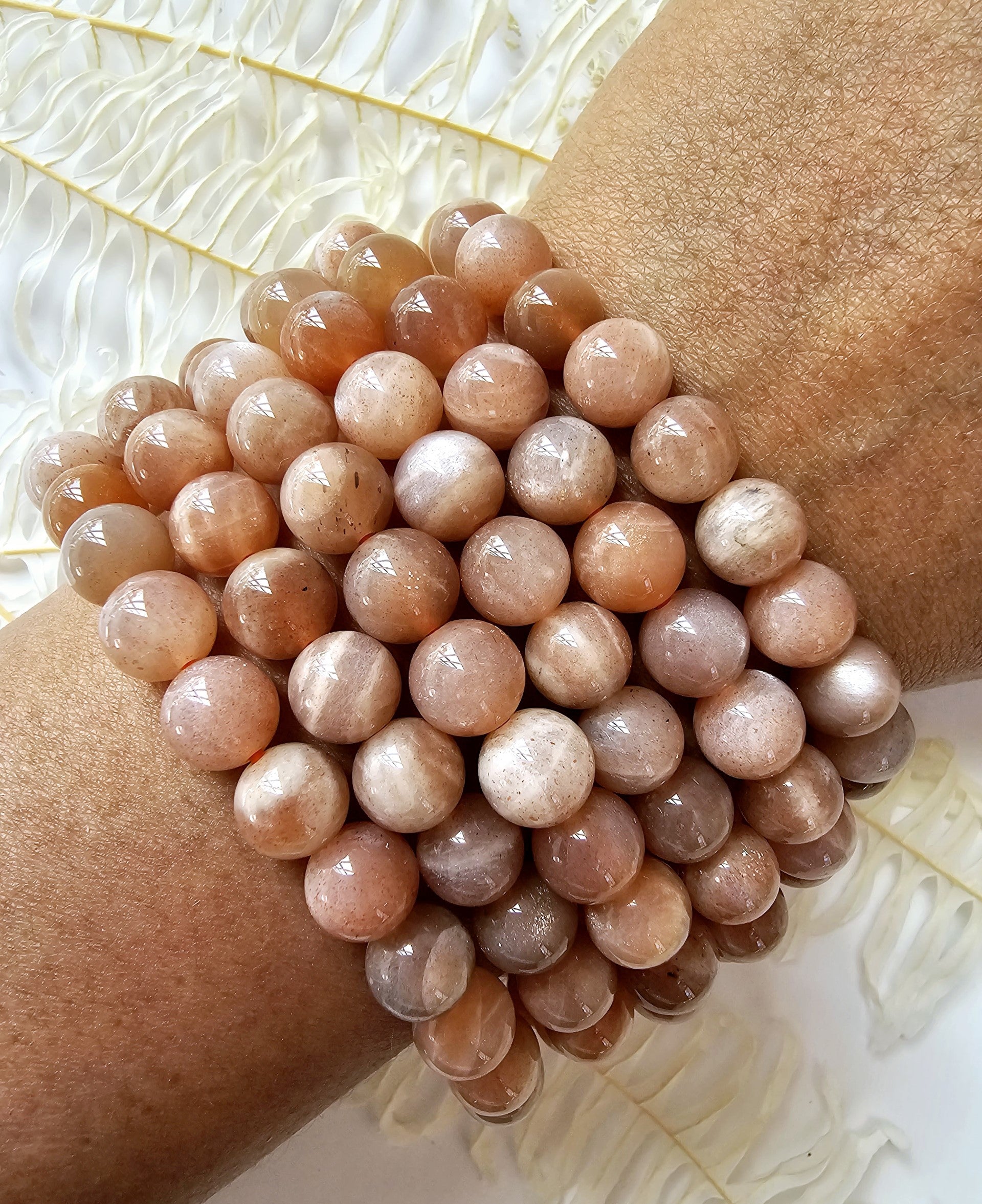 Sunstone Round Bead Stretch Bracelet - Jewelry  from CirceBoutique