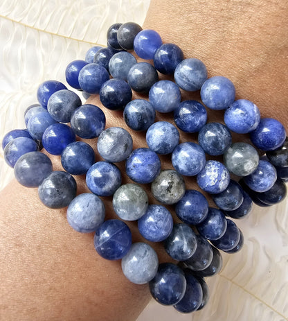 Sodalite Round Bead Stretch Bracelet - Jewelry  from CirceBoutique