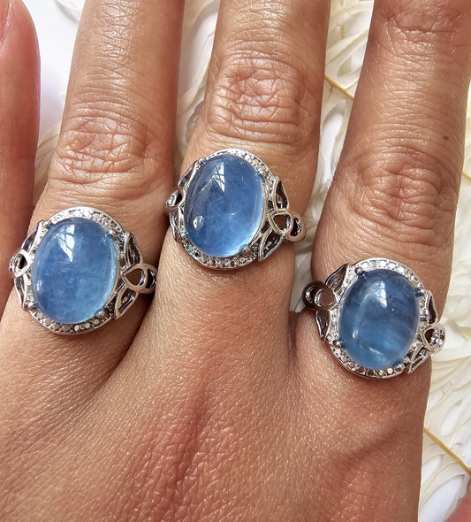 Aquamarine Oval Gemstone Adjustable Ring - Jewelry  from China Wholesaler