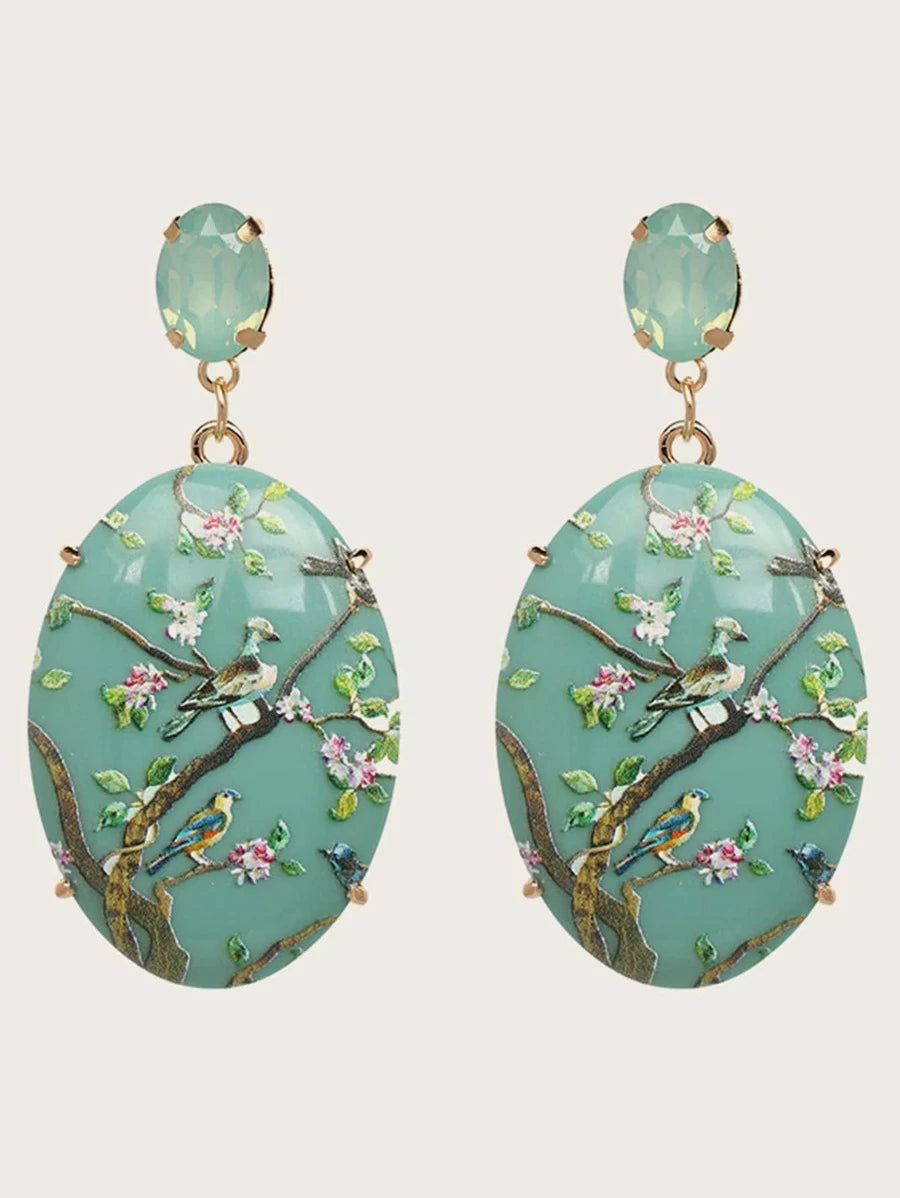 Flower & Bird Decor Earrings - Jewelry  from Shein