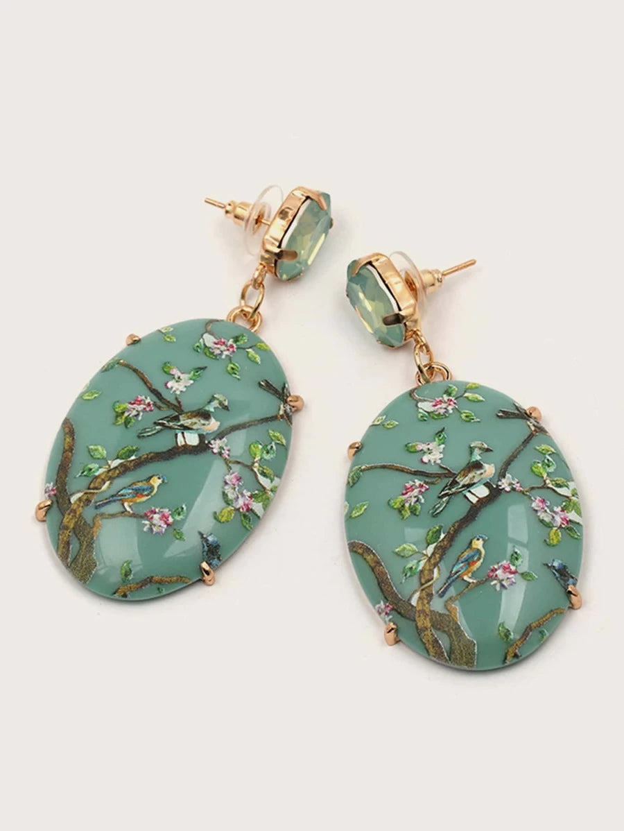 Flower & Bird Decor Earrings - Jewelry  from Shein