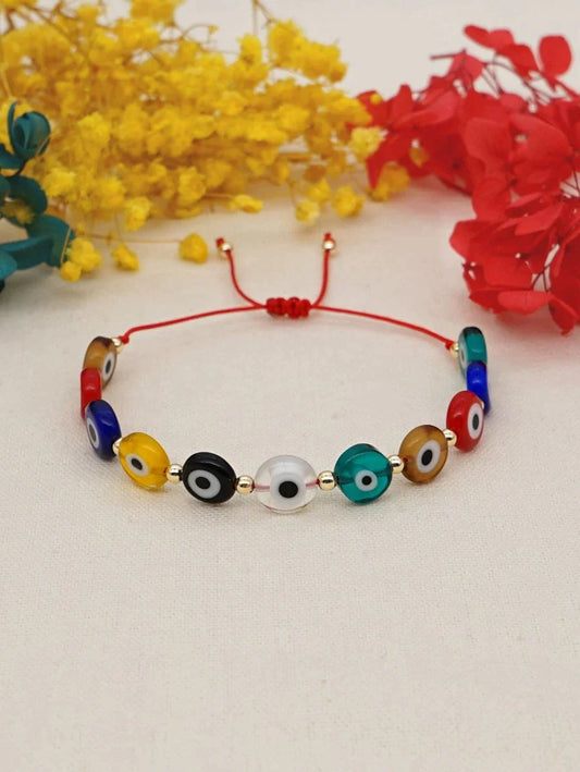 B69- Glass Evil Eye Multicolor Bracelet - Jewelry  from CirceBoutique