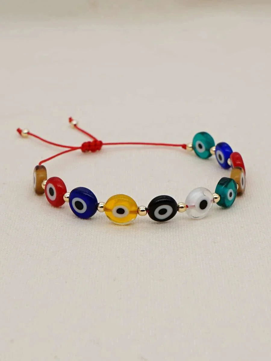 B69- Glass Evil Eye Multicolor Bracelet - Jewelry  from CirceBoutique