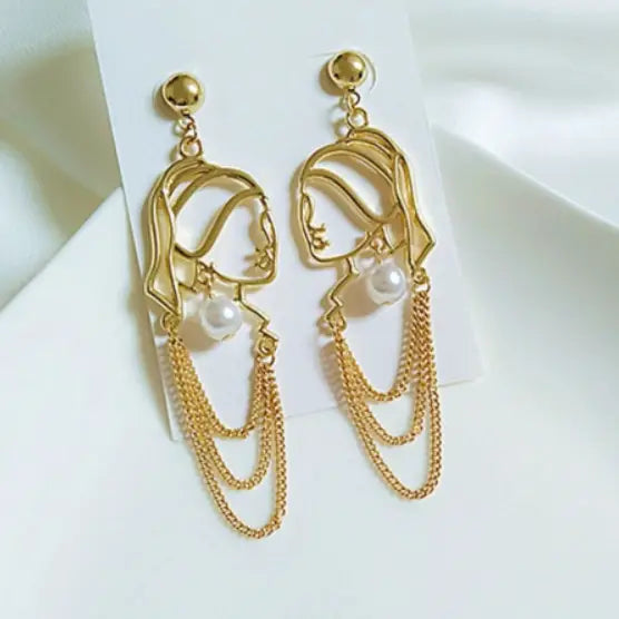 E159 - Girl With A Pearl Earring - Gold Earrings - Jewelry  from Nihao jewelry